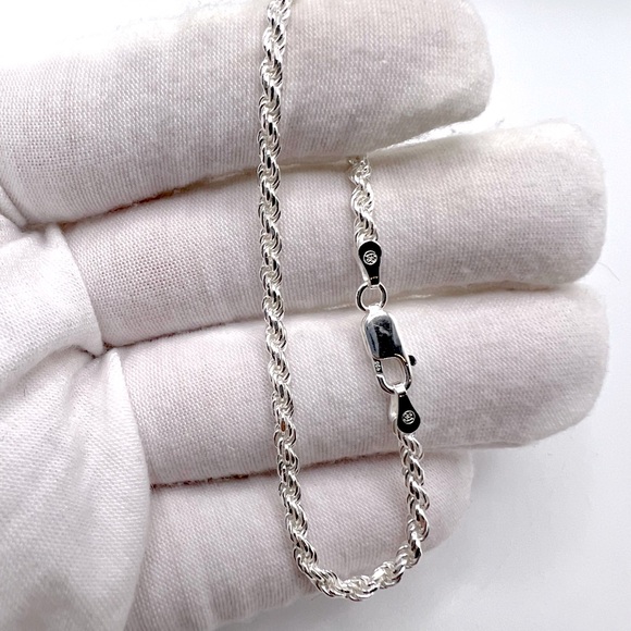 7” .925 Sterling Silver 3mm Rope Chain Bracelet